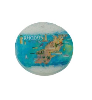 Ρόδος με χάρτη στρογγυλό κρεμαστό plexiglass 40mm/10 τμχ