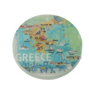 Ελλάδα χάρτης στρογγυλό κρεμαστό plexiglass 40mm/10 τμχ