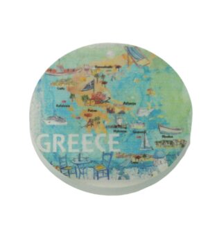 Ελλάδα χάρτης στρογγυλό κρεμαστό plexiglass 40mm/10 τμχ