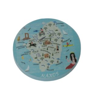 Νάξος με χάρτη στρογγυλό κρεμαστό plexiglass 40mm/10 τμχ