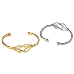 Βραχιόλι Celtic Knot ανοιγόμενο σύρμα γυριστό ατσάλι 60×75mm