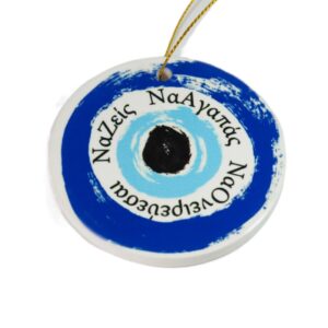 Ματάκι «να ζεις,να αγαπάς,να ονειρευέσαι»  στρογγυλό μεγάλο κεραμικό κρεμαστό 70mm