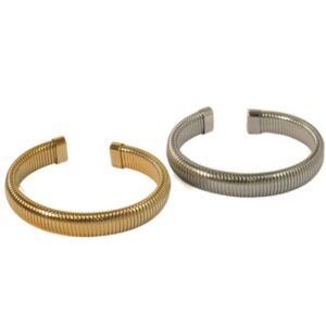 Βραχιόλι Spiral Tube ανοιγόμενο σύρμα μεταλλικό ατσάλι 60×68mm