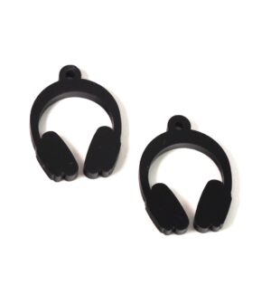 Ακουστικά Headphones μαύρα plexiglass κρεμαστό 32x25mm