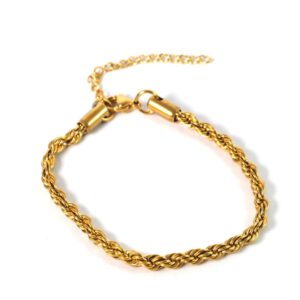 Αλυσίδα βραχιόλι Golden Knot για χέρι χρυσή στριφτή μεταλλικό ατσάλι 4mm και επέκταση αλυσίδας ατσάλι 170-220mm