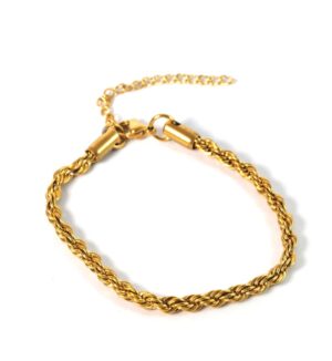 Αλυσίδα βραχιόλι Golden Knot για χέρι χρυσή στριφτή μεταλλικό ατσάλι 4mm και επέκταση αλυσίδας ατσάλι 170-220mm