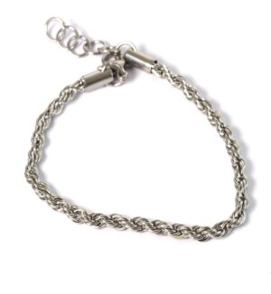 Αλυσίδα βραχιόλι Silver Knot για χέρι ασημί στριφτή μεταλλικό ατσάλι 4mm και επέκταση αλυσίδας ατσάλι 190-220mm