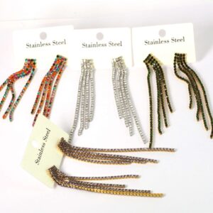 Σκουλαρίκια καρφωτά Sparkle Trims με κρύσταλλα μεταλλικά ατσάλι 94x14mm/σετ