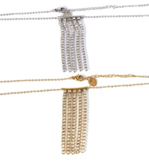 Κολιέ Sparkle Trims with clear chrystals 52x21 και αλυσίδα ατσάλι 1.5mm μήκους 39m και επέκταση 50mm