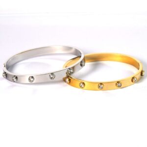 Βραχιόλι Imperial Bracelet with 7 Round Chrystals χειροπέδα μεταλλικό ανοιγόμενο ατσάλι 56x65mm