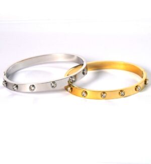 Βραχιόλι Imperial Bracelet with 7 Round Chrystals χειροπέδα μεταλλικό ανοιγόμενο ατσάλι 56x65mm