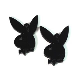Κουνελάκι του Playboy μαύρο plexiglass κρεμαστό 38x29mm