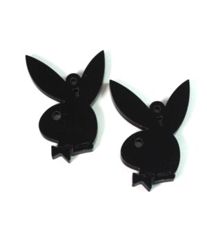 Κουνελάκι του Playboy μαύρο plexiglass κρεμαστό 38x29mm