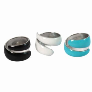 Δαχτυλίδι Enamel γυριστό ασημί λείο ανοιγόμενο μεταλλικό ατσάλι 18mm