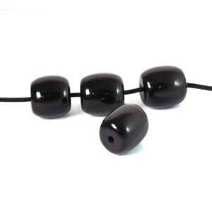 Χάντρα μαύρη ρητίνη μεγάλη βαρέλι 16x18mm/συσκευασία 10 χάντρες