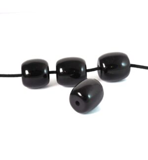 Χάντρα μαύρη ρητίνη μεγάλη βαρέλι 16x18mm/συσκευασία 10 χάντρες