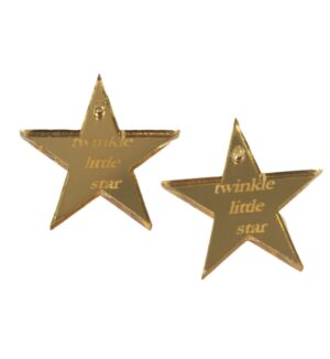 Αστέρι «Twinkle little star» χρυσό μεταλλικό χρώμα plexiglass κρεμαστό 31x33mm