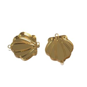 Κοχύλι Scallop μικρός χρυσός μεταλλικό χρώμα plexiglass σύνδεσμος 20x22mm