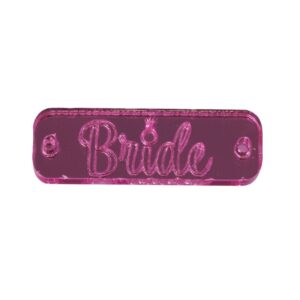 Ταυτότητα Bride με δαχτυλίδι μονόπετρο ρόζ μεταλλικό χρώμα plexiglass σύνδεσμος 33x10mm