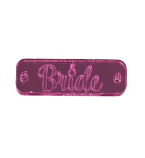 Ταυτότητα Bride με δαχτυλίδι μονόπετρο ρόζ μεταλλικό χρώμα plexiglass σύνδεσμος 33x10mm