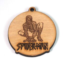 Spiderman στρογγυλό φυσικό ξύλινο κρεμαστό 48x43mm