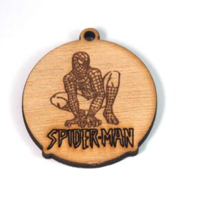 Spiderman στρογγυλό φυσικό ξύλινο κρεμαστό 48x43mm