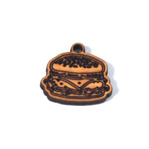 Burger μικρό φυσικό ξύλινο κρεμαστό 25x28mm