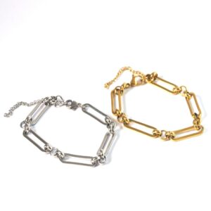 Αλυσίδα βραχιόλι Paperclip 6mm και επέκταση αλυσίδας ατσάλι 170-220mm
