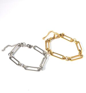 Αλυσίδα βραχιόλι Paperclip 6mm και επέκταση αλυσίδας ατσάλι 170-220mm