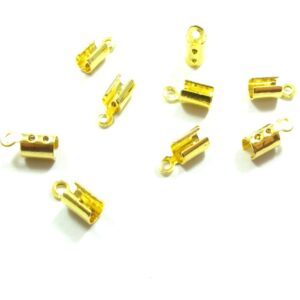 Ακροδέκτης σφιχτηράκι χρυσό μεταλλικό 8.0mm x 3.0mm για κορδόνι 3mm