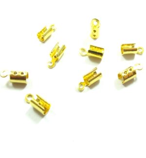 Ακροδέκτης σφιχτηράκι χρυσό μεταλλικό 8.0mm x 3.0mm για κορδόνι 3mm