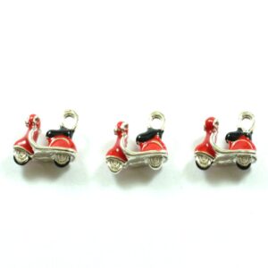 Vespa κόκκινη κρεμαστή μεταλλική  με σμάλτο  14x10mm