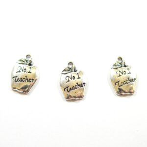 No 1 Teacher ασημί μεταλλικό κρεμαστό  18x14mm