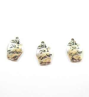 No 1 Teacher ασημί μεταλλικό κρεμαστό  18x14mm