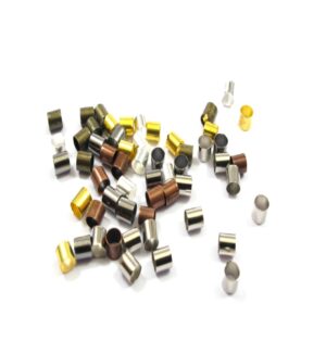Μεταλλικά στοπάκια χαλκός 2.5x2.5mm/50 τεμ.για κορδόνι 1.5-2mm