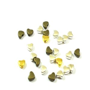 Καρδούλα μικρή λεία μεταλλική χάντρα 5x5mm/100 τμχ