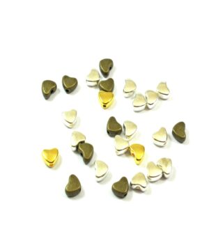 Καρδούλα μικρή λεία μεταλλική χάντρα 5x5mm/100 τμχ