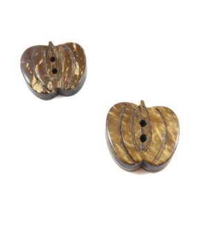 Κουμπί μήλο καφέ φυσική καρύδα 19x21mm