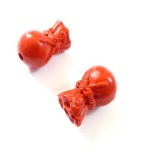 Πουγκί κόκκινο πάστα κοράλι  χάντρα 15.5x10mm