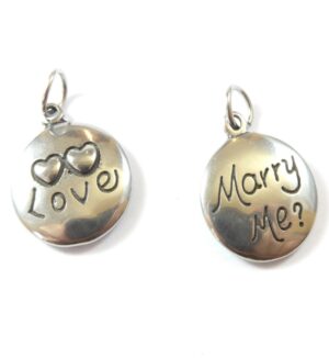 Marry me ασημί ατσάλι μεταλλικό κρεμαστό 27x18mm