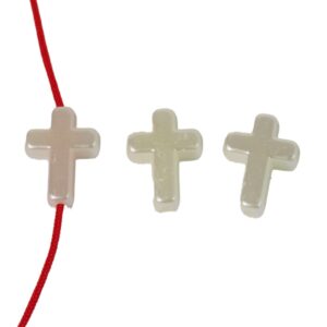 Σταυρός ακρυλική κρέμ περλέ χάντρα 15.5x12mm/100 χάντρες περίπου 35.72gr