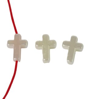 Σταυρός ακρυλική κρέμ περλέ χάντρα 15.5x12mm/100 χάντρες περίπου 35.72gr