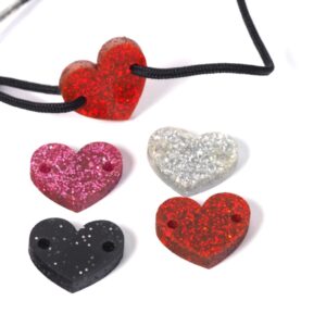 Καρδούλα με glitter plexiglass σύνδεσμος 14.5x17.5mm