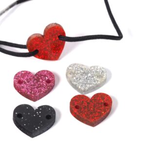 Καρδούλα με glitter plexiglass σύνδεσμος 14.5x17.5mm