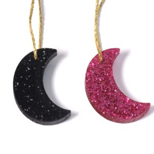Φεγγάρι με glitter plexiglass κρεμαστό 30x19mm