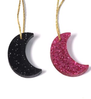 Φεγγάρι με glitter plexiglass κρεμαστό 30x19mm
