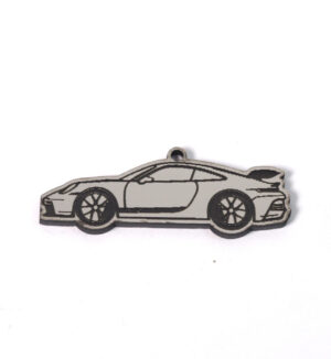 Porsche Carrera 911 GT3 RS ασημί-μαύρο μάτ μικρό plexiglass κρεμαστό 17x48mm