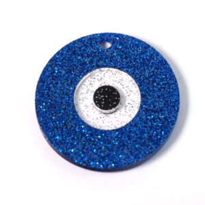 Μάτι μεγάλο μπλέ-διάφανο-μαύρο Sparkle of glitter plexiglass κρεμαστό 52mm