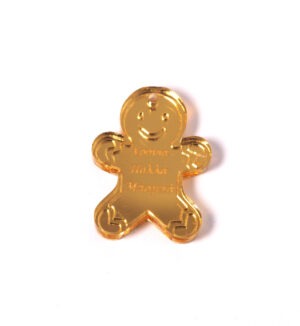 Gingerbread “Χρόνια πολλά μπαμπά” χρυσό μεταλλικό χρώμα plexiglass κρεμαστό 35x27mm