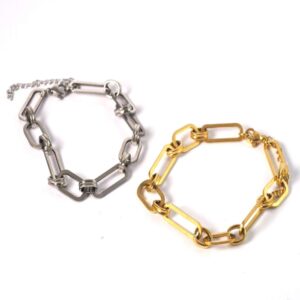 Αλυσίδα βραχιόλι Paperclip 7mm with double size Oval Rings και επέκταση αλυσίδας ατσάλι 180-230mm